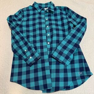 Vineyard Vines Green and Navy Checkered Shirt